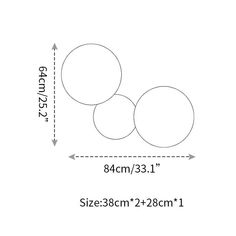 three circles are shown with the measurements for each one, and two smaller circles have been drawn