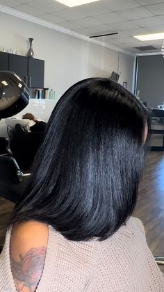 SILK PRESS EXPERT / HEALTHY HAIR STYLIST | That jet black might be the change u need. Why? Because it just look good & it gives 🫶🏾 #silkpress #mcdonoughhairstylist #healthyhairgoals... | Instagram Thick Hair Silk Press, Long Silk Press, Silk Press 4c Hair, Silk Press With Body Curls, Silk Press At Home, Feminine Fatale, Soft Girl Life, Hairstyles Designs