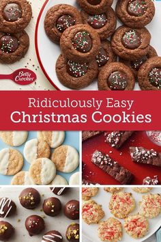 a collage of christmas cookies with text overlay that reads ridiculously easy christmas cookies