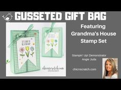 two cards with the words gusted gift bag featuring grandma's house stamp set