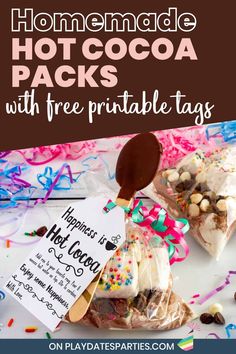 homemade hot cocoa packs with free printable tags are perfect for birthdays or any special occasion