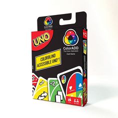 the uno uno card game is in its box with different colors and designs on it