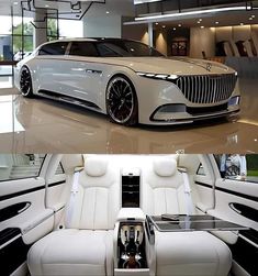 the inside and outside view of a luxury car