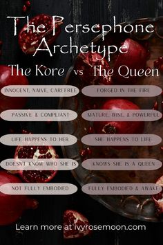 the persephone archetye and the kore vs the queen info sheet