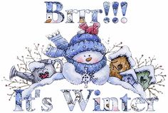 a watercolor drawing of a snowman and two bears with the words, but it's winter