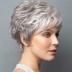 Hairdye Ideas, Short Blonde Pixie Cut, Short Grey Haircuts, Rene Of Paris Wigs, Layered Pixie Cut, Grey Hair Wig, Grey Curly Hair, Natural Hair Wigs, Gray Hair Cuts