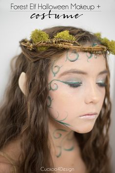 Forest Fairy Costume, Easy Halloween Face Painting, Woodland Fairy Costume, Fairy Make-up, Fantasy Make-up, Woodland Elf, Elf Cosplay, Fairy Halloween Costumes, Cheap Halloween Costumes