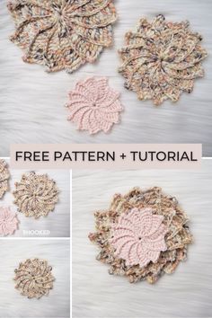 crocheted doily pattern with the instructions to make it look like they have been made