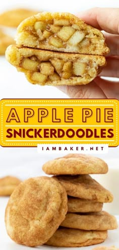 apple pie snickkerdoodle cookies stacked on top of each other