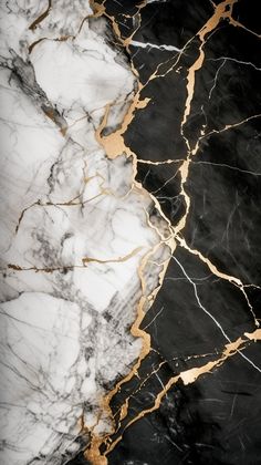 black and white marble with gold veining on the edges is seen in this image