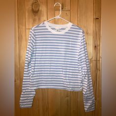 H&M Blue And White Striped Long Sleeve Shirt - Size L New, Never Worn. Super Cute Sailor Style Shirt Trendy Light Wash Long Sleeve Top, Trendy Light Colored Long Sleeve Tops, White Long Sleeve Top From H&m, H&m White Long Sleeve Top, H&m Relaxed Fit Tops For Spring, Light Wash Long Sleeve Relaxed Fit Tops, Light Wash Long Sleeve Top With Relaxed Fit, Light Wash Relaxed Fit Long Sleeve Tops, H&m Cotton Long Sleeve Shirt