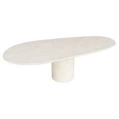 an oval white table on a white background