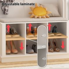 an image of a shoe rack with shoes in it and instructions for how to store them