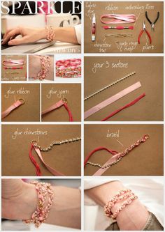 how to make a bracelet with ribbon and beads