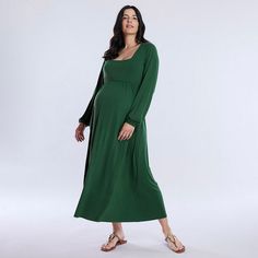 Style and comfort for every trimester, this women's maxi dress from Motherhood is a maternity wardrobe essential. Click this MATERNITY & NURSING GUIDE to find the perfect fit and more! Style and comfort for every trimester, this women's maxi dress from Motherhood is a maternity wardrobe essential. Click this MATERNITY & NURSING GUIDE to find the perfect fit and more! FEATURES Squareneck Bishop sleeves Knit jersey construction No pockets UnlinedFIT & SIZING 50-in. length from shoulder to hem Maxi Maternity Sweater Dress Maxi, Maternity Wardrobe Essentials, Nursing-friendly Green Maternity Dress, Non-stretch Long Sleeve Maternity Dress, Spring Long Sleeve Nursing-friendly Maternity Dress, Nursing-friendly Maxi Maternity Dress, Ruffle Long Dress, Empire Waist Maxi Dress, Maternity Midi Dress