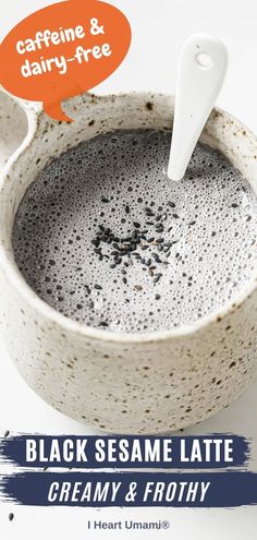 an image of black sesame latte creamy and frothy