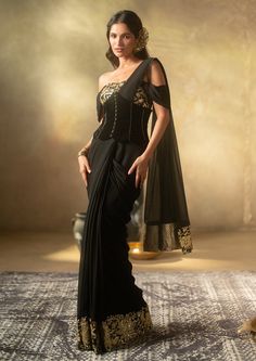 House Of Masaba-Black Neel- Kamal Blouse, Corset And Sari-INDIASPOPUP.COM Blouse Corset, Wedding Dress For Women, Indian Dresses For Women, 90s Runway Fashion, Desi Fashion Casual, Saree Designs Party Wear, Simple Pakistani Dresses, Saree Trends, Indian Designer Outfits