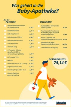 a poster with the words baby - apotheke written in german and english