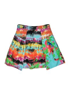 Current Boutique-Milly - Bright Splatter Patterned Skirt Sz 2 Spring Flared Cotton Skirt, Trendy Flare Skirt For Spring, Spring Multicolor Print Cotton Bottoms, Trendy Colorful Bottoms For Spring, Trendy Colorful Spring Bottoms, Trendy Printed Summer Skirt, Chic Flare Skirt For Spring, Vibrant Summer Skirt, Spring Flare Pleated Skirt