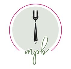 a fork and knife on top of a white plate with the word mphh written below it