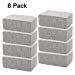 six stacks of white foam blocks with the words b - puck written on each block