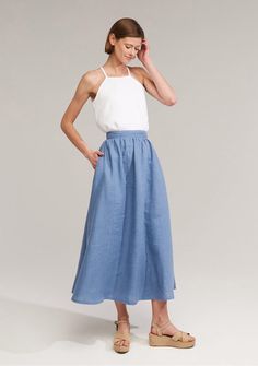 Linen maxi skirt Shay 3 Linen Skirt Outfit, Linen Maxi Skirt, European Linens, Linen Skirt, Skirt Outfit, Work Outfits, Skirt Length, Linen Fabric, Work Outfit