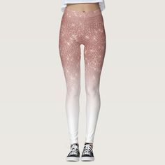 Girly Faux Rose Gold Sequin Glitter White Ombre Leggings, Women's, Size: XS, Rosy Brown / Floral White / Lavender Blush Gender: female. Age Group: adult. Pattern: printed. Colorful Workout Outfits, Ombre Leggings, White Lavender, Ombre Gradient, Lavender Blush, Ombre Fashion, White Chic, Rosy Brown, White Ombre