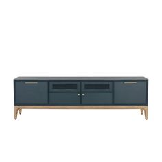 the sideboard with two doors and three drawers in dark blue, gold and white