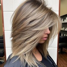 Medium Feathered Haircuts With Bangs, Med Hair With Layers, Womens Medium Length Haircut Straight, Medium Length Hair With Feathered Layers, Short Layered Haircuts Medium Length, Thick Hairstyles Medium Length, Layered Haircuts For Medium Hair Straight Mid Length Layers, Medium Hair Feathered Layers, Feathered Long Hairstyles