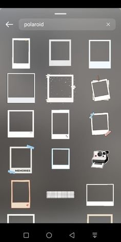 an image of some different frames on a tablet screen with the text polaroid above them