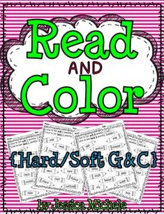 the words read and color are shown in pink, green, and white stripes with text reading