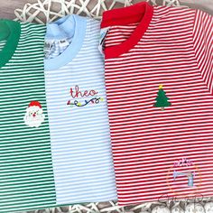 Now available in Long Sleeve until sold out.   SS =Short Sleeve LS= Long Sleeves *please note I use two different brands of stripe shirts the color and sizing is exact however the tag may be Jellybeans or Bayou Blanks.  Boys Christmas Mini and Monogram Shirt/Monogram Santa, Christmas Tree Shirt/Personalized/Mini Reindeer Shirt/Youth Embroidered Stripe Shirt Stripe shirts are 95% cotton 5% Spandax Solid shirts are 100% Shirts are True to size Please note that colors may vary slightly due to lighting and/or your computer monitor settings. I do my best to provide an accurate representation of colors. To order: Select Shirt Color Select Size In the personalization box add the mini you want the name to be added and the color thread for the name.  *Wash inside out on cold gentle cycle and hang t Holiday Cotton Top With Embroidery, Holiday Cotton Embroidered Tops, Gift Red Embroidered Top, Red Embroidered Tops Gift, Red Embroidered Top For Gift, Red Embroidered Tops As Gift, Red Embroidered Holiday Tops, Mini Reindeer, Fall Monograms