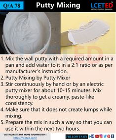 the instructions for how to putty mixing