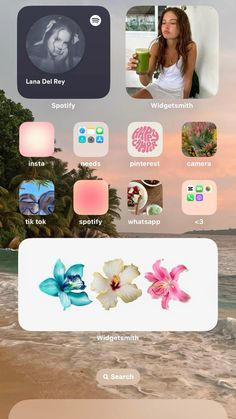 an iphone screenshot shows the home screen with different icons and colors, including flowers