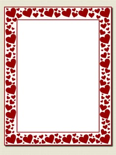 a red and white frame with hearts on it