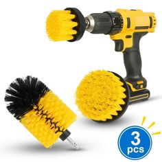 the 3 piece brush set includes two different brushes and one attachment for each tool, which is