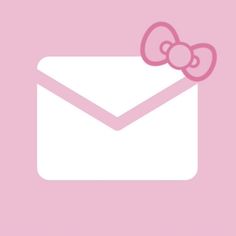 an envelope with a pink bow on it and the word hello kitty written in white