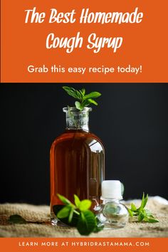 A bottle of homemade cough syrup surrounded by mint leaves on a burlap sack towel. Homemade Cough Syrup For Kids, Best Sore Throat Remedies, Soothe A Sore Throat, Cough Syrup Recipe, Homemade Cough Syrup, Sore Throat Remedies, Sore Throat And Cough, Holistic Pet Care, Diy Recipe