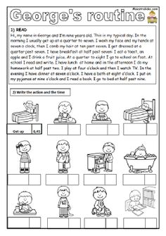 the worksheet for george's routine is shown in black and white, with pictures