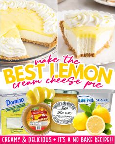 the best lemon cream cheese pie is on display