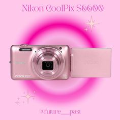 a digital camera is shown in front of a pink background with the words nikon coolpix s6000