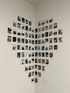 a white room with many pictures on the wall