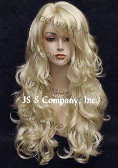 STRIKING Wig! Long Wavy Curly layered with bangs Pale Blonde 613 win Layered With Bangs, Pink And Black Hair, Frontal Hair, Wig Companies, Pale Blonde, Real Hair Wigs, Red To Blonde, Hair Ombre, Frontal Hairstyles