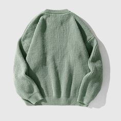 Material: PolyesterFeatures: Pullover. crew neck. long sleeve. solid color design. relaxed fit. jacquard weave. couple outfits.Style: Casual. college Handsome Clothes, Textured Knit Sweater, Solid Color Sweater, Oversized Sweaters, Textured Sweater, Knit Sleeve, Round Neck Sweaters, Ribbed Knit Sweater, Chunky Knits Sweater