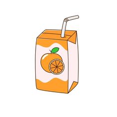 an orange juice carton with a straw in it