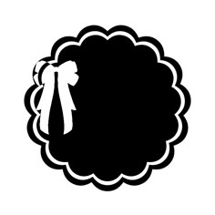 a black and white silhouette of a bow in a cloud shape with text below it