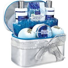 DELUXE 9 PIECE SET - This spa gift basket has everything a woman needs! It includes Shower Gel, Bubble Bath, Body Lotion, 2 x 6 Ounce Multi Colored Bath Bombs with Dried Flowers, Bath Salt, Hot andamp; Cold Facial Eye Mask and Hand Mirror. Packed in a beautiful cosmetic case, it also has a gift note card for you to personalize it. RELAXING andamp; GENTLE OCEAN FRAGRANCE - The calming and graceful scents of the ocean are infused into this serene bath and beauty set. Themed around a charming salty Spa Gift Baskets, Eye Gel Mask, Spa Masks, Home Spa Treatments, Spa Gift Basket, Glitter Eye, Spa Set, Gel Mask, Spa Gift