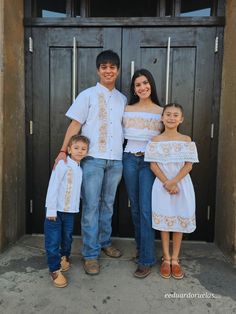 Each product is sold separately. Shirts for boys and dresses for girls are located in our SHOP KIDS section Family Barbecue Outfit, Mexican Family Pictures, Guayabera Outfit, Barbecue Outfit, Matching Outfits For Couples, Mexican Outfits, Outfits For Couples, Family Holiday Pictures, Mexican Wedding Dress