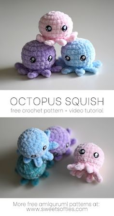 crochet octopus squish free pattern and video tutor