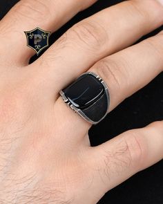 "Gift for Boyfriend, Handmade Gemstone Ring, 925 Sterling Silver Ring, Black Onyx Gemstone Ring, Trendy Ring Gifts, Men Engraved Ring ✦ Details ✦ * Material: 925 Sterling Silver * Gemstone: Onyx * Weight: 12,00  grams * The size of the stone:12x16 mm. * Sides oxidized * Stamp: 925 * Available sizes; 5 US to 16 US. Contact me if you need any other size! ✦ Shipping ✦ * Processing time: 1-3 business days. * This item ships from my Turkish workshop in Istanbul. * Add your phone number in address box for a smoother delivery. That makes courier personnel's job easier.  ✦ Packaging ✦ * Comes with a luxury gift box and a jewellery cleaning cloth and courtesy gift. ✦ Returns, Exchanges ✦ * Return option available for 30 days after the delivery. * The product has to be in the same shape, type, and m Gift For Boyfriend Handmade, Gifts Men, Engraved Ring, Trendy Ring, Onyx Gemstone, Gift For Boyfriend, Ring Black, Luxury Gift Box, Engraved Rings